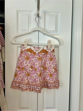 Altar'd State Pink & Mustard Floral Mini Skirt